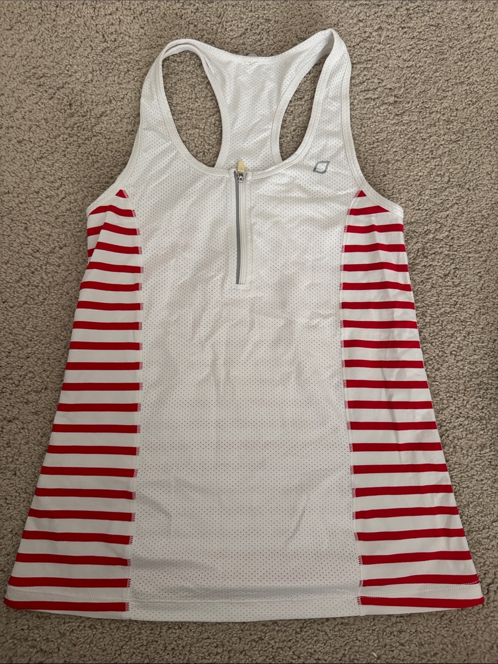 Lorna Jane White Racerback Tank with Red Stripe Panels